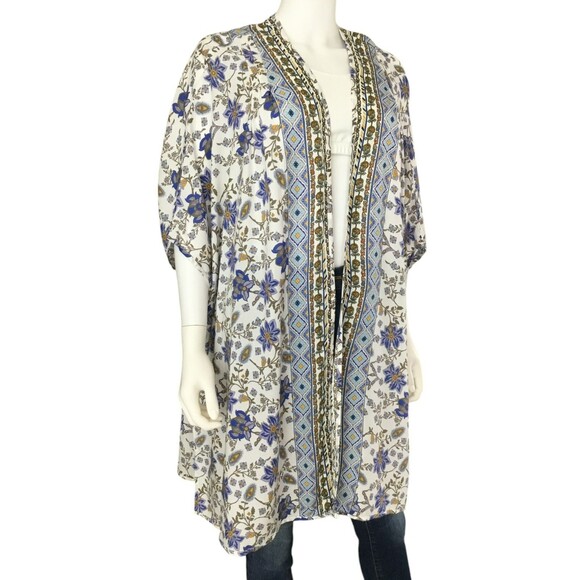 Anthropologie Feathers by Tolani Kimono Top OS Floral BOHO Dainty Girly Festival - Picture 4 of 16